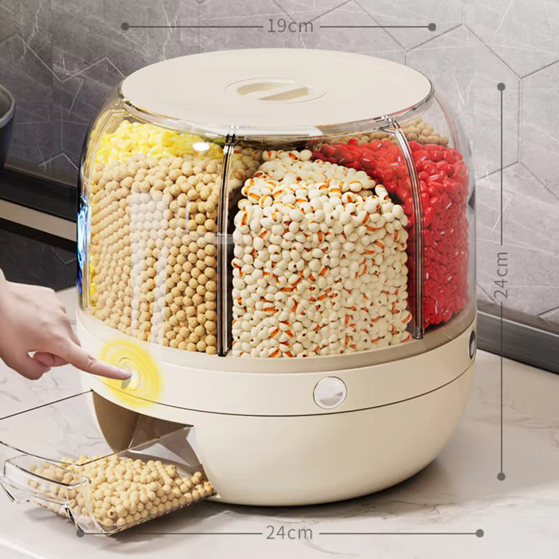 Grain Storage Glass Jar, 6 Compartment